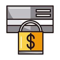 bescherming bank creditcard winkelen of betalen mobiel bankieren lijn en vul icoon vector