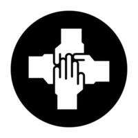 handen samenspel samen icoon logo gemeenschap zwart cirkel wit ontwerp vector