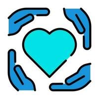 handen zorg bescherming liefde schets blauw icoon knop logo gemeenschap ondersteuning ontwerp vector