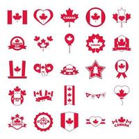 canada day onafhankelijkheid vrijheid nationale patriottisme viering pictogrammen instellen platte stijlicoon vector