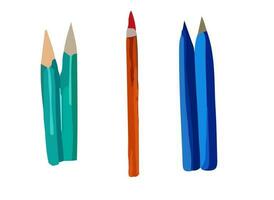 een reeks van markeringen, potloden en pennen geschilderd in waterverf. vector illustratie voor studie. terug naar school, benodigdheden voor klassen.