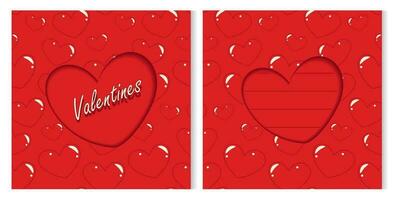 reeks van 2 ontwerp voor valentijnsdag dag groet kaart in papier besnoeiing stijl met harten en hand- belettering. vector
