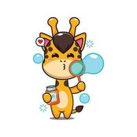 giraffe blazen bubbels tekenfilm vector illustratie.