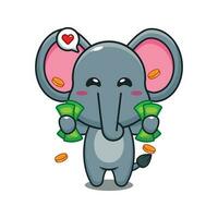 schattig olifant Holding geld tekenfilm vector illustratie.