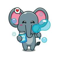 schattig olifant blazen bubbels tekenfilm vector illustratie.