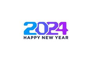 gelukkig nieuw jaar 2024 wensen met kleurrijk digitaal getallen vector