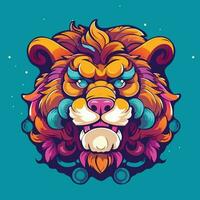 luxe kleurrijk leeuw hoofd logo vector