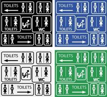 grappig toilet tekens vector. toilet bewegwijzering in stickman stijl. toilet pictogrammen in grappig stok figuur stijl. wc symbolen. vector