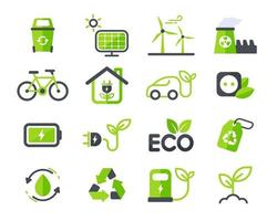 eco icon ecologie vector ontwerp het concept van zorg voor het milieu door gebruik te maken van natuurlijke energie