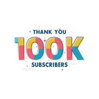bedankt 100k abonnees viering wenskaart voor 100000 sociale abonnees vector