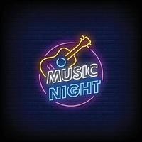 muziek nacht neonreclames stijl tekst vector