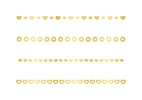 goud valentijnsdag hart patroon scheidingsteken grens set, gouden elegant romantisch bladzijde tekst verdeler vector