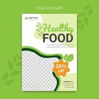 groene promotieflyer voor gezond voedselrestaurant vector