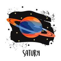 vectorillustratie planeet saturnus in retro platte cartoonstijl vector