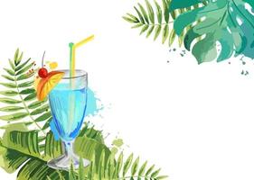 cocktails zomer tropische cocktail achtergrond met palmbladeren vector