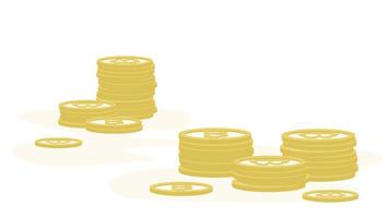 set van gouden munten in minimaal ontwerp geïsoleerd op een witte achtergrond bitcoin cryptocurrency vector