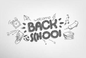 terug naar school banner met doodle-elementen vector