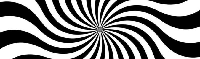 zwart-wit spiraal kop wervelend radiaal patroon abstract vector illustratie banner