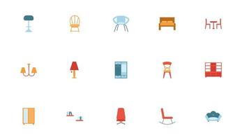 bundel van meubels set iconen vector