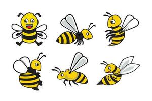 vector reeks van tekenfilm bijen. geïsoleerd Aan een wit achtergrond.
