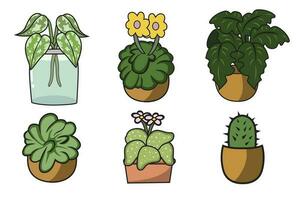 kamerplanten in potten geïsoleerd Aan wit achtergrond. vector illustratie.