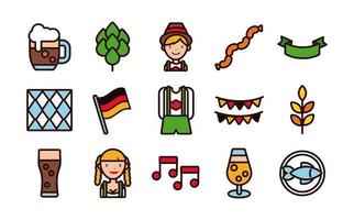 bundel van vijftien oktoberfest set iconen vector