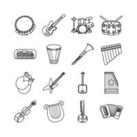 bundel van zestien muziekinstrumenten set pictogrammen vector