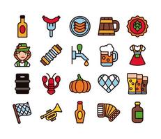 bundel van twintig oktoberfest set iconen vector