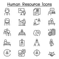 human resource management pictogrammenset in dunne lijnstijl vector