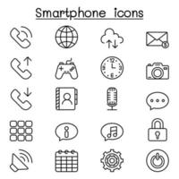 slimme telefoon icon set in dunne lijn styleh vector