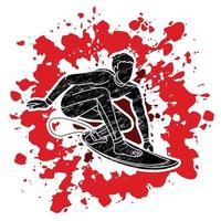 surfer surfen sport actie graffiti vector