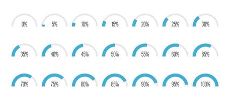 set van halve cirkel boog percentage voortgangsbalk diagrammen vector