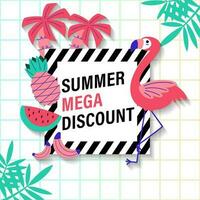 zomer uitverkoop brochure korting vector. speciaal prijs aanbod coupon voor sociaal media na, Promotie advertentie, boodschappen doen folder, bon, website campagne en reclame vector