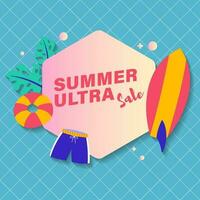 zomer uitverkoop brochure korting vector. speciaal prijs aanbod coupon voor sociaal media na, Promotie advertentie, boodschappen doen folder, bon, website campagne en reclame vector