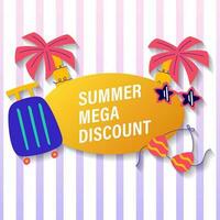 zomer uitverkoop brochure korting vector. speciaal prijs aanbod coupon voor sociaal media na, Promotie advertentie, boodschappen doen folder, bon, website campagne en reclame vector