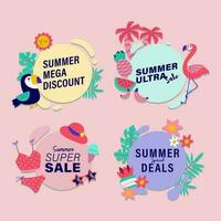 zomer uitverkoop tekens brochure vector. speciaal prijs aanbod coupon voor sociaal media na, Promotie advertentie, boodschappen doen folder, bon, website campagne en reclame vector