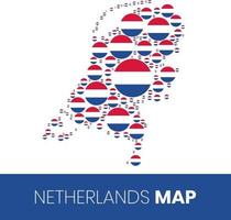 nederlandse kaart gevuld met vlagvormige cirkels vector