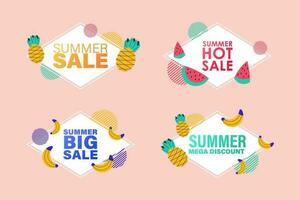 zomer uitverkoop tekens brochure vector. speciaal prijs aanbod coupon voor sociaal media na, Promotie advertentie, boodschappen doen folder, bon, website campagne en reclame vector