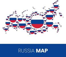 rusland kaart gevuld met vlagvormige cirkels vector