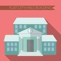 platte ontwerp moderne vectorillustratie van stadhuis gebouw pictogram, met lange schaduw op gekleurde achtergrond vector
