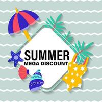 zomer uitverkoop brochure korting vector. speciaal prijs aanbod coupon voor sociaal media na, Promotie advertentie, boodschappen doen folder, bon, website campagne en reclame vector