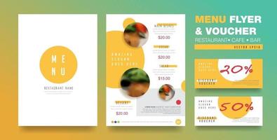 menu flyer en voucher ontwerpsjabloon vector