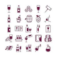 bundel van vijfentwintig wijnset collectie iconen vector