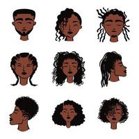 groep van negen afro etnische mensen avatars karakters vector