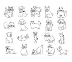 bundel katten en honden set pictogrammen vector