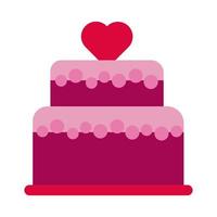 gelukkige Valentijnsdag zoete cake met hart vlakke stijl vector