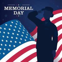 silhouet van een herdenkingsdag van een Amerikaanse legervrouw vector