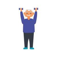 oude man tillen dumbbells avatar karakter vector