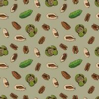 naadloos patroon met pecannoot noten. ontwerp voor kleding stof, textiel, behang, verpakking. vector