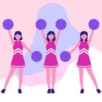 Cheerleader Girls In Action Cartoon karakter illustratie vector